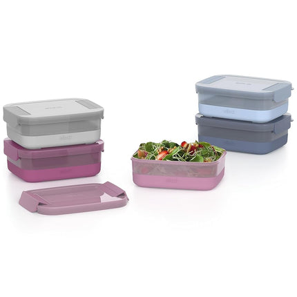 Ello Plastic 3.7 Cup Meal Prep Set 10 Pc, 5 Pack Set - BPA Free Plastic Food Storage Container with Silicone Boot and Airtight Plastic Lids, Dishwasher, Microwave, and Freezer Safe, Elderberry