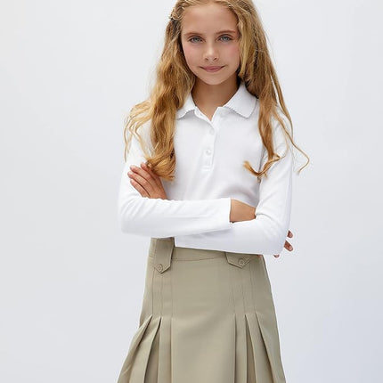 French Toast Girls' Front Pleated Skirt with Tabs, Khaki, 20