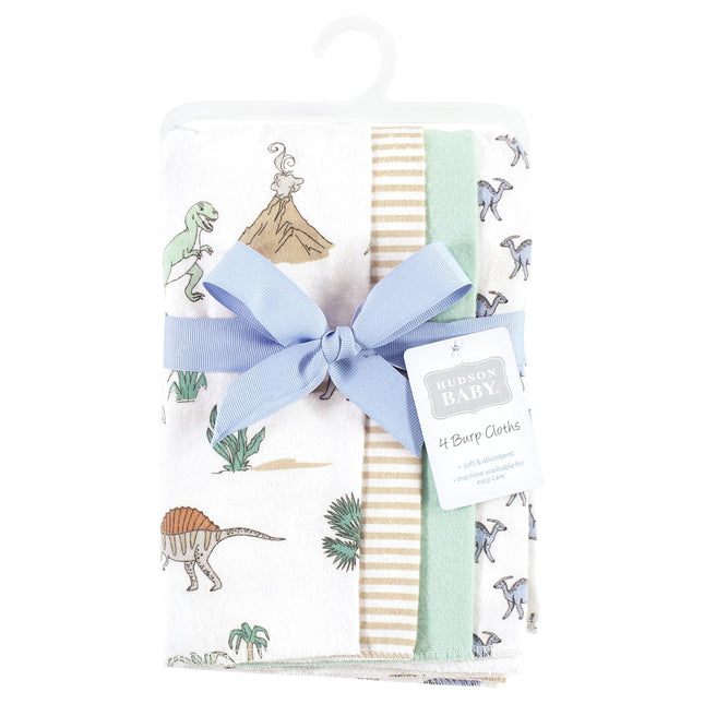 Lingettes pour rots en flanelle de coton pour bébé unisexe Hudson Baby, lot de 4, motif dinosaures, taille unique