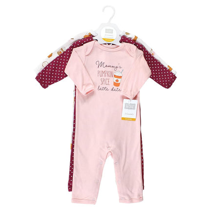 Hudson Baby mamelucos de algodón para bebé niña, Pumpkin Spice Date, 0-3 Meses