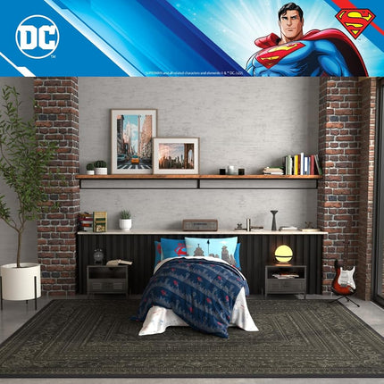 Franco Comforter and Sheet Set with Sham, Microfiber, Superman, 5 Piece Twin Size