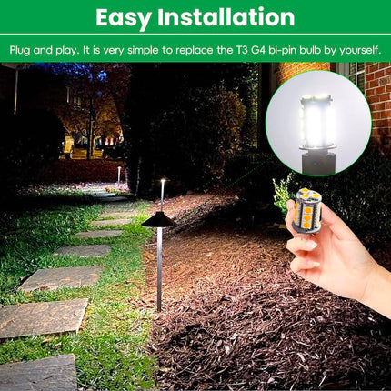 Makergroup T3 G4 Bi-pin LED Light Bulbs, 12VAC/DC Low Voltage 3Watt Daylight White 6000K for Outdoor Landscape Lighting Pathlights, Deck, Step, Paver Lights 2-Pack