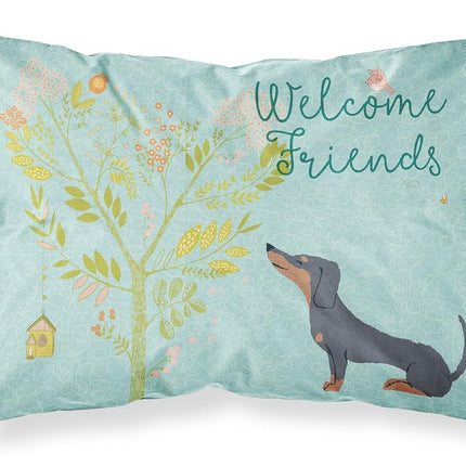 Caroline's Treasures BB7630PILLOWCASE Welcome Friends Black Tan Dachshund Fabric Standard Pillowcase, Standard, Multicolor
