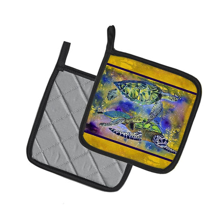 Caroline's Treasures Turtle Pair of Pot Holders 8394PTHD, Fabric, Multicolor