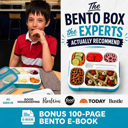 Bento-Box with Bag and Ice Pack Set. Lunch Boxes Snack Containers for Kids Boys Girls Adults. 6 Compartments, Leakproof Portion Container Boxes Insulated Bags for School Lunches, Blue