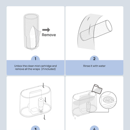 Dreo Clean Mist Cartridge 3-Pack for Humidifiers, Compatible with Dreo Humidifiers HM311/311S