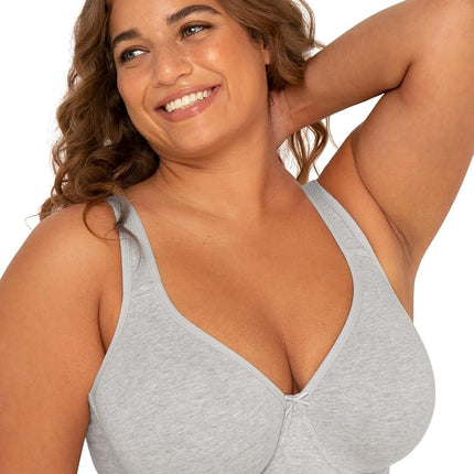 Sujetador con aros sin forro de algodón de talla grande para mujer Fruit of the Loom, cobertura completa, opaco, gris, 44E