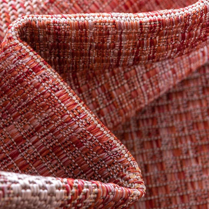Unique Loom Outdoor Border Collection Area Rug - Soft Border (Runner 2' 0" x 8' 0", Rust Red/Ivory)
