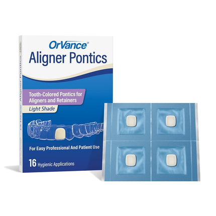 ORVANCE Aligner Pontics - Light Shade (16 Count) | Fills The Space of Missing Teeth in Clear aligners and Retainer Trays