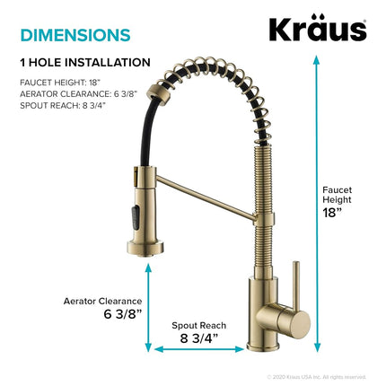 Kraus KPF-1610SFACB Bolden 18-Inch Single Handle Commercial Style Pull-Down Kitchen Faucet with Dual Function Sprayer, Spot Free Antique Champagne Bronze