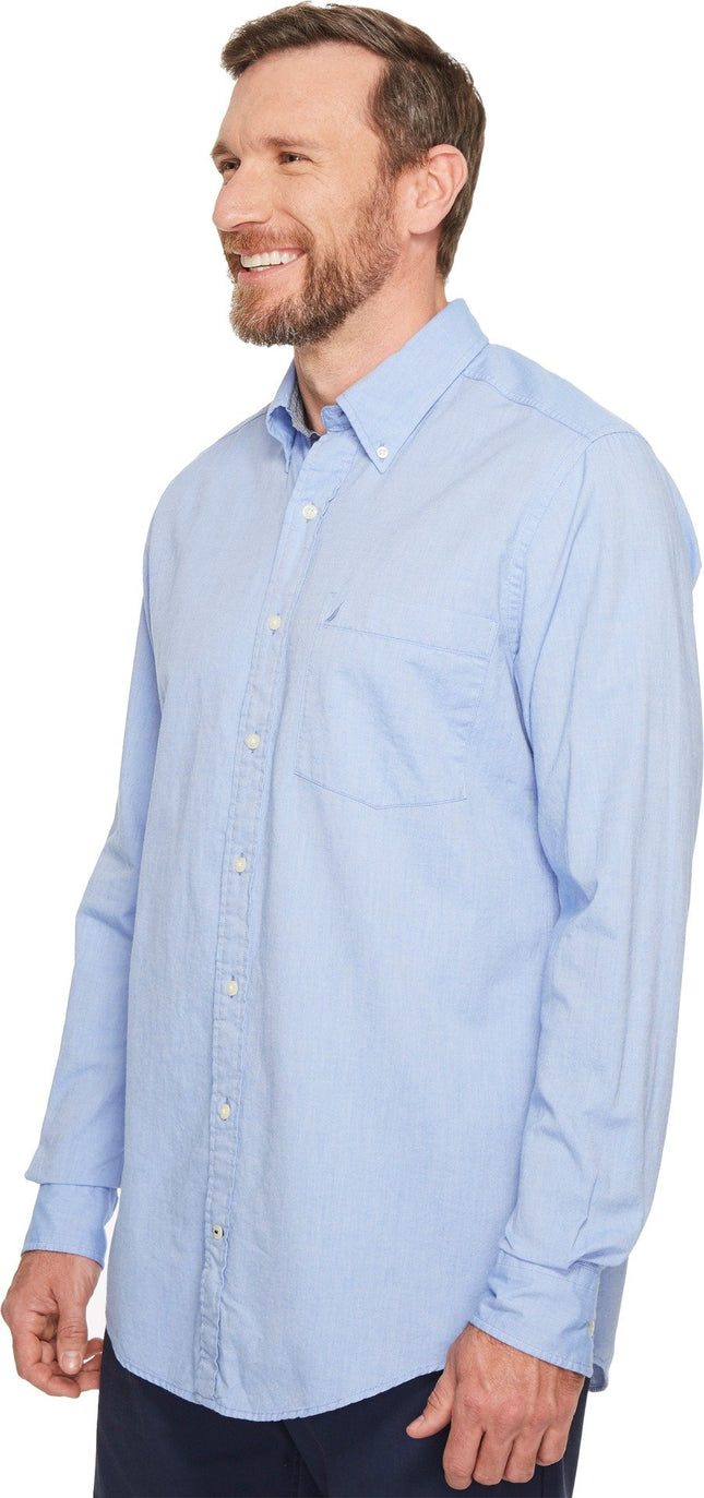 Chemise Oxford unie boutonnée à manches longues pour homme Nautica, grande taille, bleu français, 6X Big