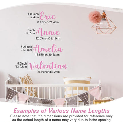 BOAO 7 Sheets Personalized Name Wall Decal 5 Inch Large Letter Stickers Alphabet Custom Name Stickers Nursery Wall Decal for Bedside Bedroom Classroom Home DIY Crafts (Pink)