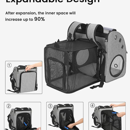 COVONO Expandable Pet Carrier Backpack for Cats, Dogs and Small Animals, Portable Pet Travel Carrier, Super Ventilated Design, Airline Approved, Ideal for Traveling/Hiking/Camping