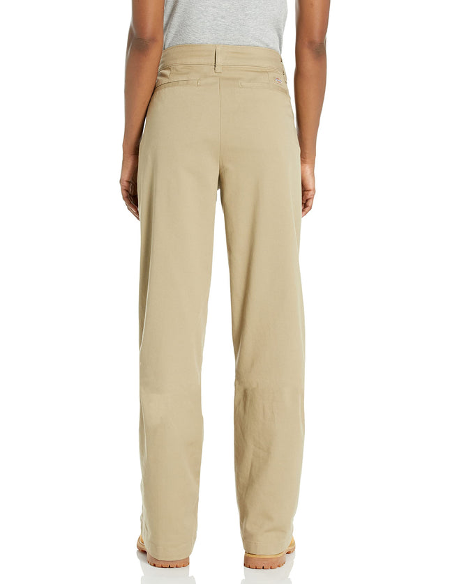 Dickies Women's High Rise Wide Leg Twill Pants, Rinsed Desert Sand, 36