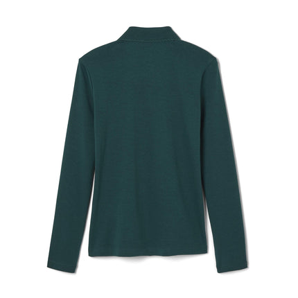 Polo de punto ajustado de manga larga para niña French Toast con cuello picot - Verde, 18/20