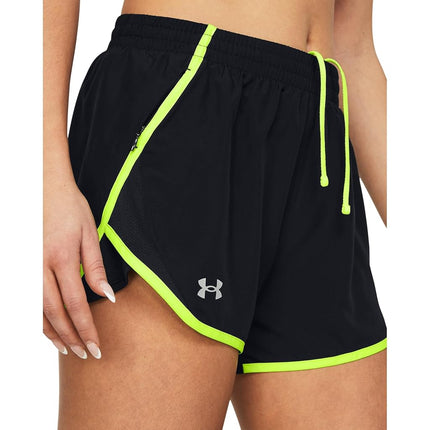 Under Armour Fly by Women's Shorts, (003) Black/Warning Yellow/Reflecting, S