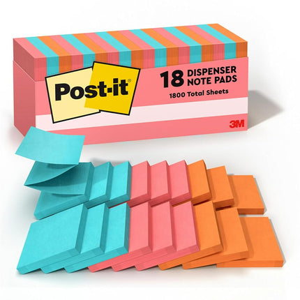 Post-it Recycled Super Sticky Notes, 3x3 in, 18 Pads, 2X Sticking Power, Poptimistic, Bright Colors, Recyclable (654-12SST)