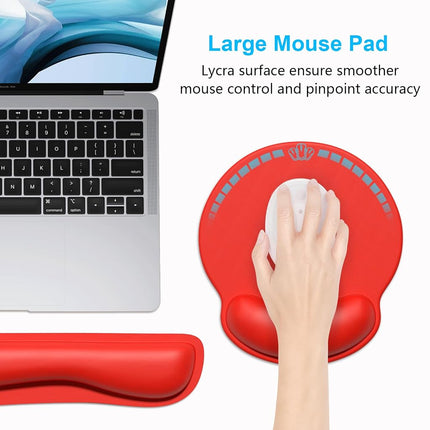 Dapesuom Keyboard Wrist Rest and Mouse Pad with Wrist Support, Cute Memory Foam Cushion for Keyboard and Mouse Set, Ergonomic Desktop Pad Rests with Non Slip Base for Easy Typing & Pain Relief, Red