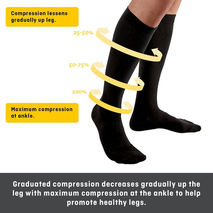 FUTURO Dress Socks for Men, Medium, Black, Moderate (15-20 mm/Hg)