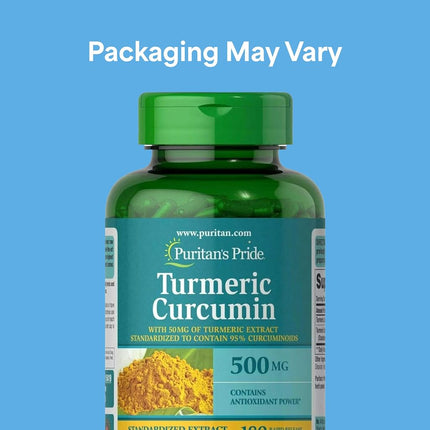 Puritan's Pride Turmeric Curcumin 500 mg Capsules, 180 Count