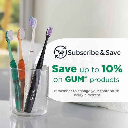 GUM 409 Classic Toothbrush with Rubber Tip, Compact Head, Soft Bristles Bulk Samples, 12 Count
