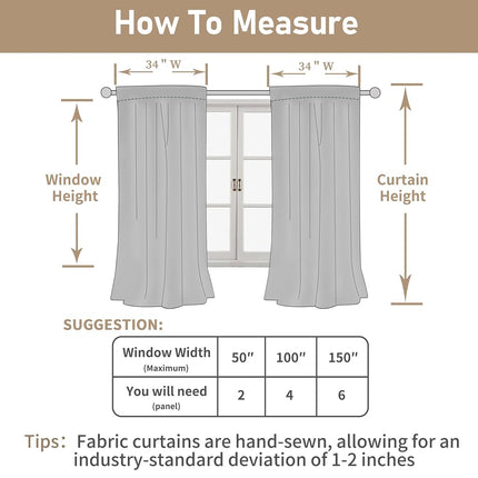 LAMIT Taupe Linen Curtains 45 Inch Length 2 Panels for Bedroom