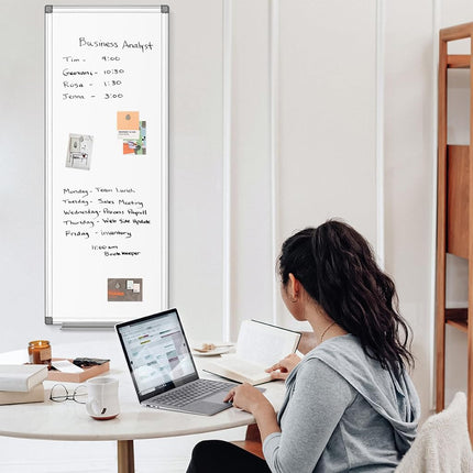 SWANCROWN Long Whiteboard 90x30cm, Magnetic Dry Erase Whiteboard for Wall