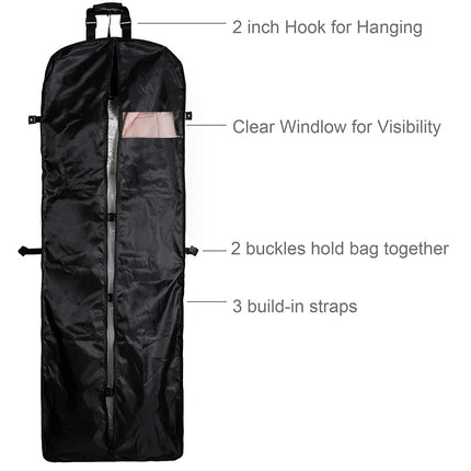 Magictodoor Waterproof Garment Bag Extra Capacity Pockets Adjustable Handle 45 Inch, 72 inch Black, 72 inches, Travel