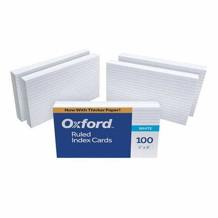 Oxford 51EE Ruled Index Cards, 5" x 8", White, 500