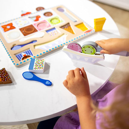 Melissa & Doug Ice Cream Wooden Magnetic Puzzle Play Set, 16 Magnet Pieces, Play Food Toy for Boys and Girls Ages 2+