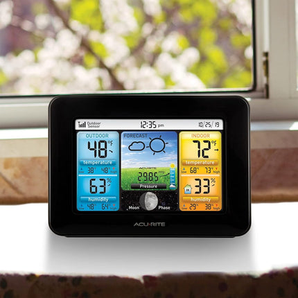 AcuRite 02077RM Color LCD Screen Display with Temperature/Humidity Sensor, Black ,(02077M)