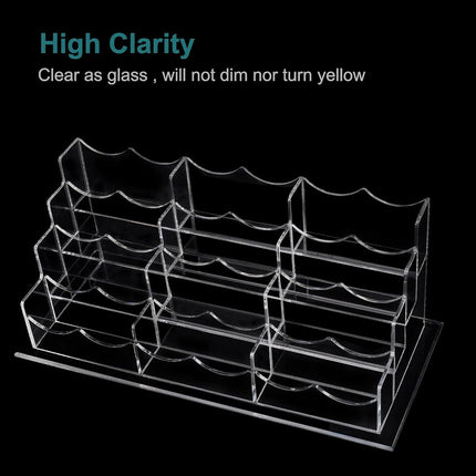 Vevitts Business Acrylic Card Holder Display for Desk, 12 Slots 4 Tiers Multiple-Clear Acrylic Business Card Stand Set, Holds Approximately 600 Cards