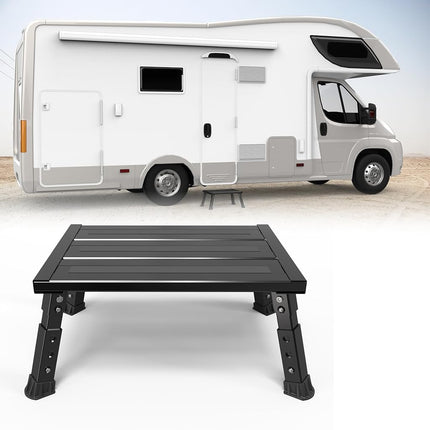 DEPSUNNY Adjustable RV Step Stool, 3-Step Height Adjustment, Foldable Legs, Wide Anti-Slip Surface,Supports Up to 1,000 lb, Premium Aluminum Construction Easy to Carry
