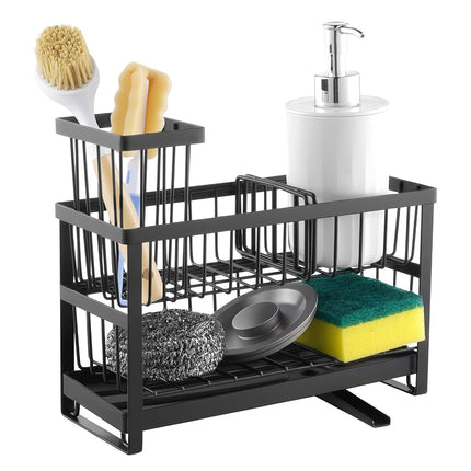 VEVOR Organisateur d'évier de cuisine, support d'éponge à 2 niveaux pour évier de cuisine avec porte-brosse et séparateur hauts, égouttoir rotatif, organisateurs et essentiels de rangement de comptoir