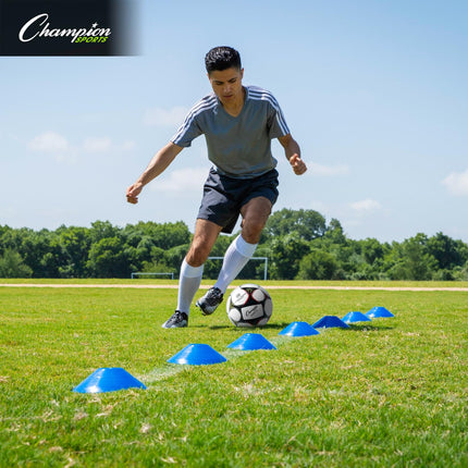 Champion Sports Juego de 25 conos azules con bolsa de malla