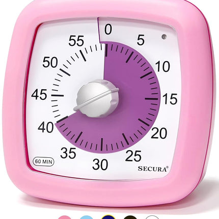 Secura 60-Minute Visual Timer, Silent Study Timer 