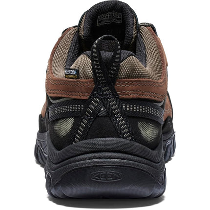 KEEN Men's Targhee 4 Low Height Durable Comfortable Waterproof Hiking Shoes, Bison/Black, 7.5 Wide CA