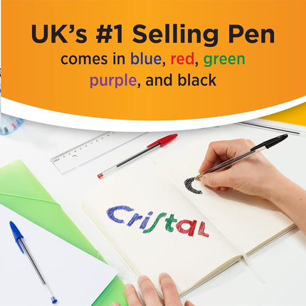 BIC Cristal Original Blue Pens - Medium Point (1.0mm) Ballpoint Biros Pens Multipack - Pack of 10