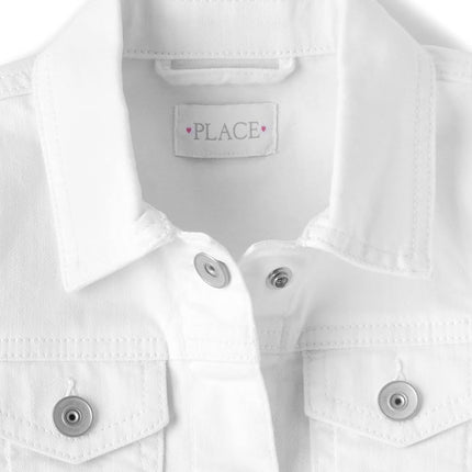 The Children's Place Blouson basique pour fille, Jean blanc, Grande taille (10/12), Jean blanc, Grande taille
