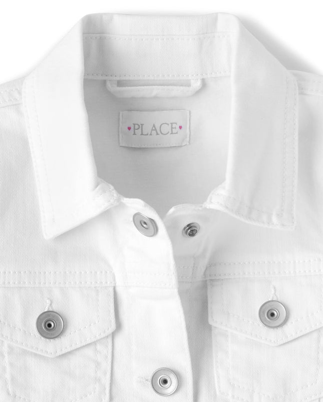 The Children's Place Girls' Denim Jacket, White, 16