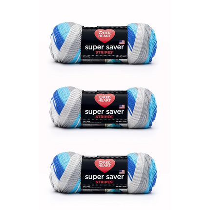 Red Heart Yarn, Acrylic, Calm Stripe, Pack of 3