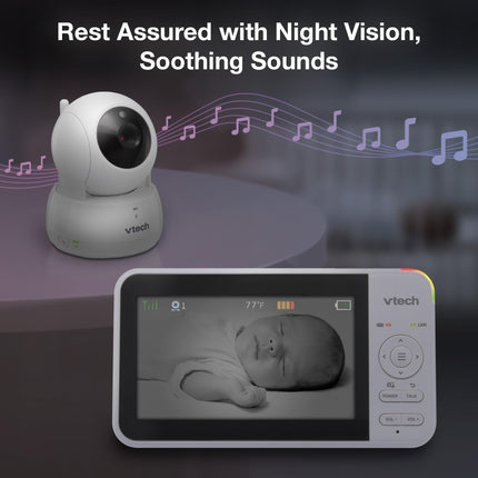 *Spanish Version* VTech VM924 Remote Pan-Tilt-Zoom Video Baby Monitor, 5" LCD Screen, Up to 17 Hrs Video Streaming, Night Vision, Up to 1000ft Range, Soothing Sounds, 2-Way Talk, Temperature Sensor