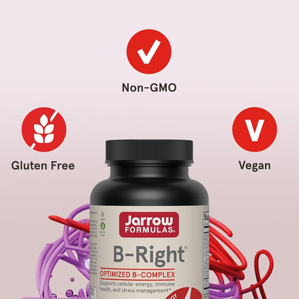 Jarrow Formulas B-right Complex, Supports Engery, Brain and Cardiovascular Health, 100 Veggie Caps