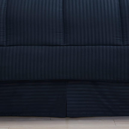 Sweet Home Collection 2 Pillowcases & 2 Shams & Bed Skirt All Season Warmth, Fine Double Brushed Microfiber/100% Fiber Fill, Dobby Navy, King