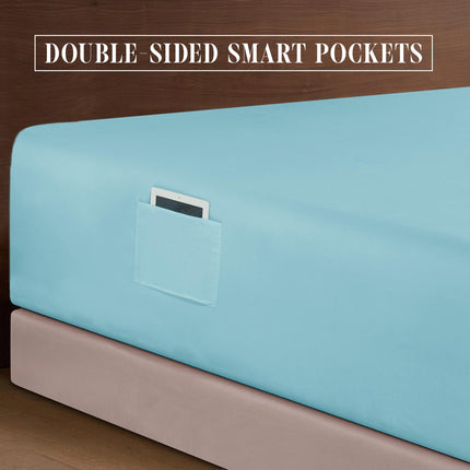 Elegant Comfort Luxurious 1500 Premium Hotel Quality Microfiber 4-Piece Sheet Set, 18-24 Inches Deep - Extra Deep Pocket Sheets - Ultra Soft 4PC Deep Pocket Sheets, King, Aqua Blue