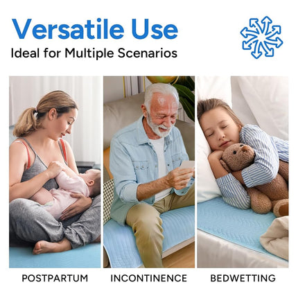 WhyWorry Washable Bed Pads for Adult Incontinence, 86x91cm, Blue, 4 Pack