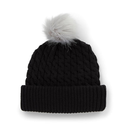 Titleist Men's Standard Cable Knit Pom Hat, Black/White