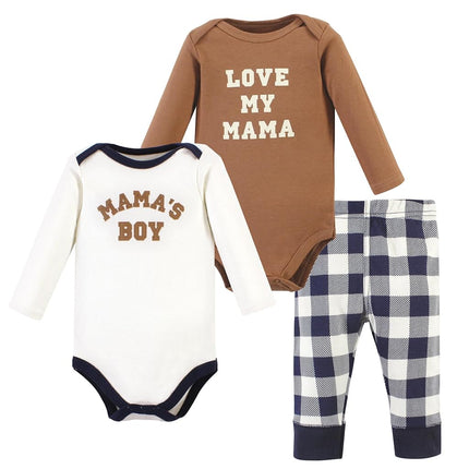 Hudson Baby Unisex Baby Bodysuits y Pantalones de Manga Larga, Mamas Boy de Manga Larga Azul Marino Marrón, 18-24 Meses, Mamas Boy de Manga Larga Azul Marino Marrón, 18-24 Meses