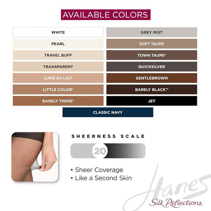 Hanes Silk Reflections Women`s Control Top Sheer Toe Pantyhose - Best-Seller