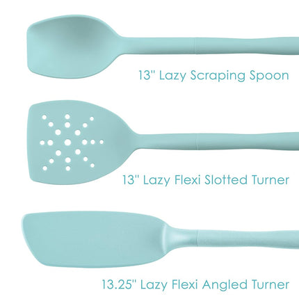 Rachael Ray 47915 3-Piece Lazy Tool Set Nylon Slotted Turner, Light Blue
